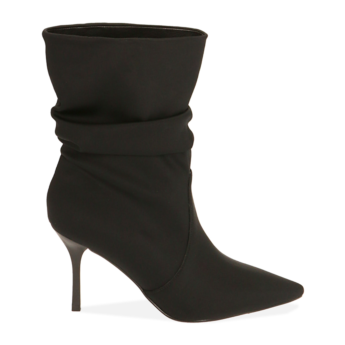 Ankle boots neri in tessuto, tacco 8,5 cm