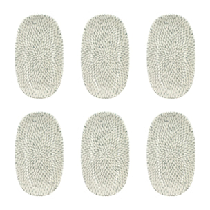 Lot de 6 assiettes ovales à motif en porcelaine 23,5cm JASMIN