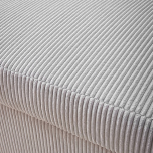 Canapé convertible arrondi 2 places velours côtelé blanc L 168 x P 90 x H 88cm - Lino