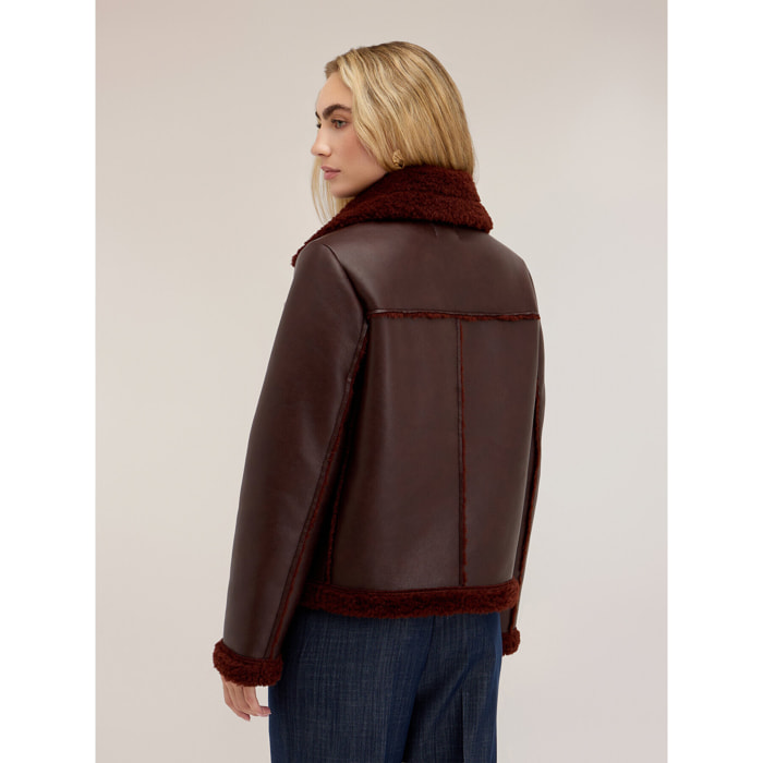 Motivi - Giubbotto biker con collo shearling - Bordeaux