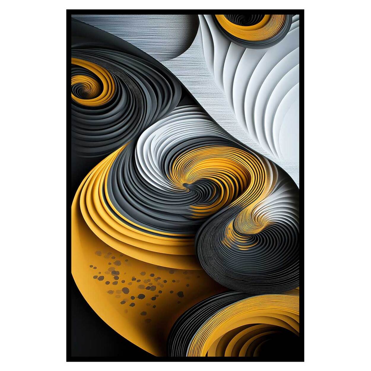 Affiche encadrée abstraite spirales noir et or Affiche + cadre en métal - Noir