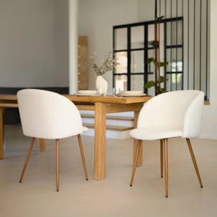 Lot de 2 chaises en tissu bouclé beige - Swan