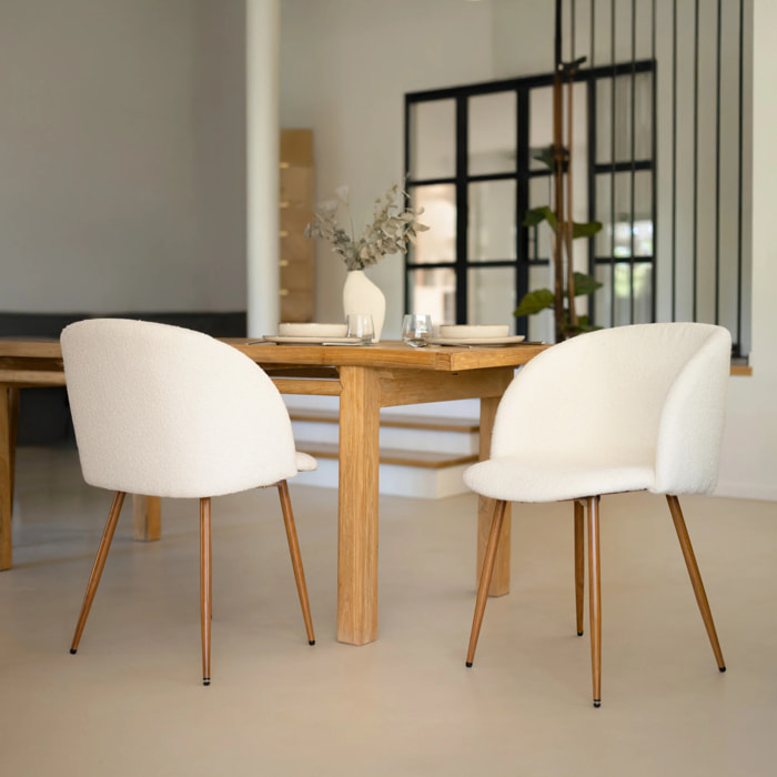 Lot de 2 chaises en tissu bouclé beige - Swan