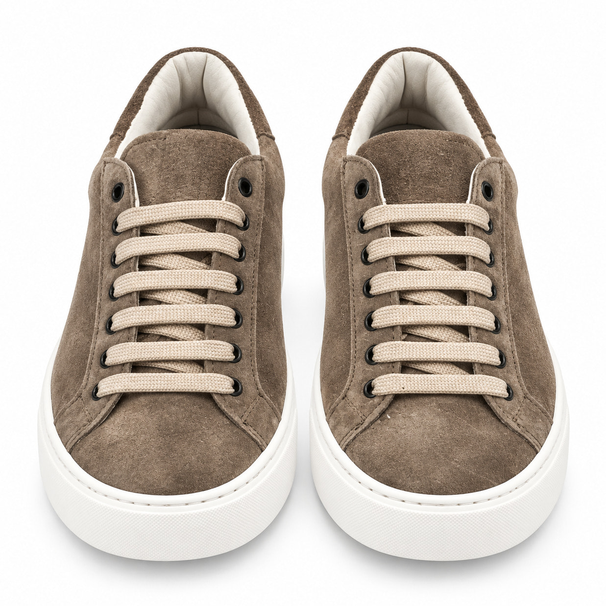 Sneakers stringate in vera pelle scamosciata