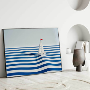 Affiche encadrée voilier graphique Affiche + cadre en métal - Noir