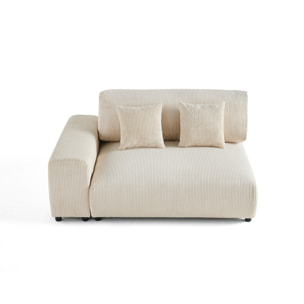 Garance - module d'assise 2 places avec accoudoir gauche - en velours côtelé - Beige