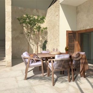 Ensemble de jardin table et chaises en bois d'acacia 6 places SAONA