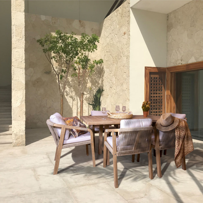 Ensemble de jardin table et chaises en bois d'acacia 6 places SAONA