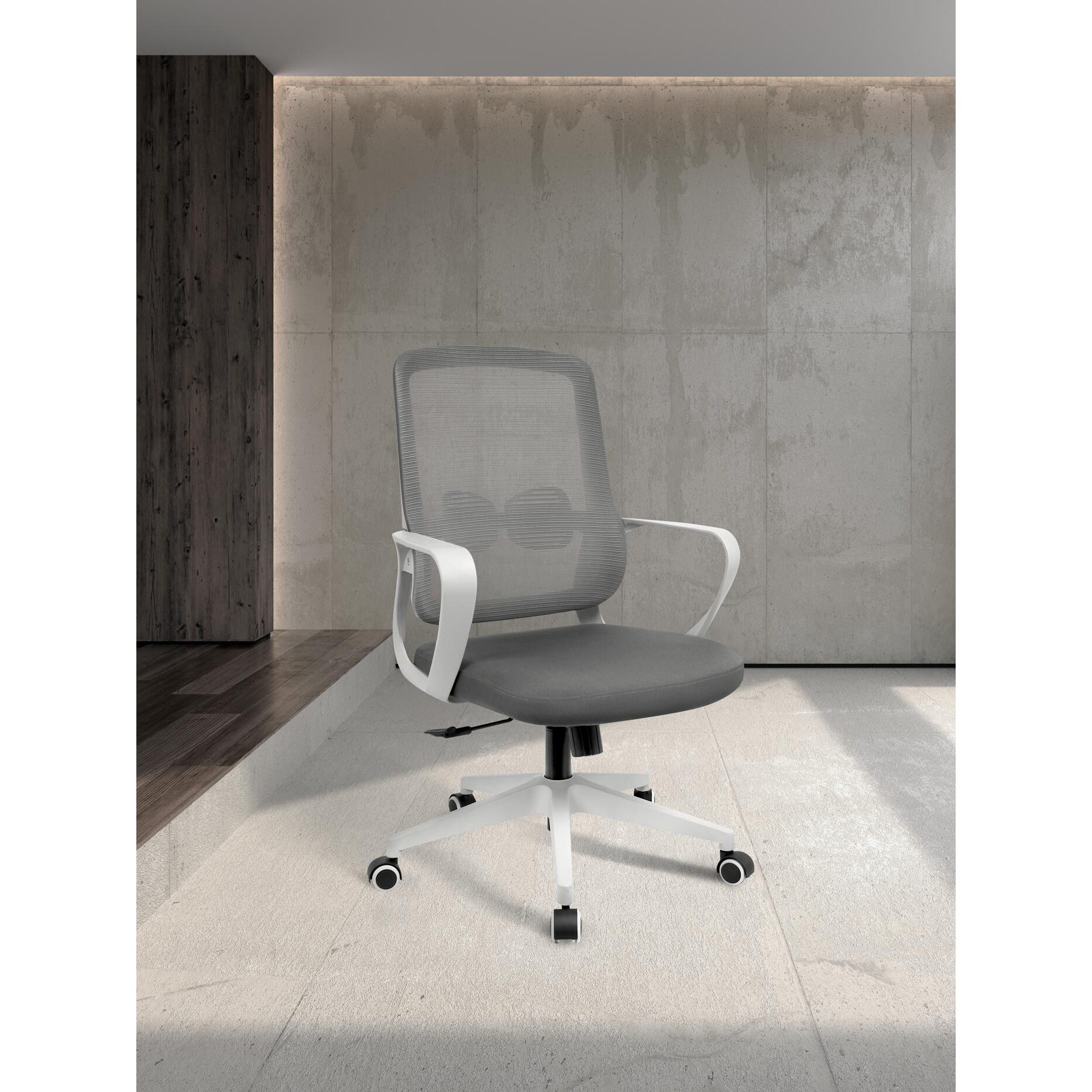 Silla de estudio Leah tela gris 107x66x61 cm
