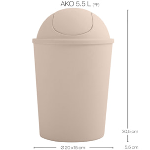 Poubelle à bascule AKO 5,5L Beige MSV