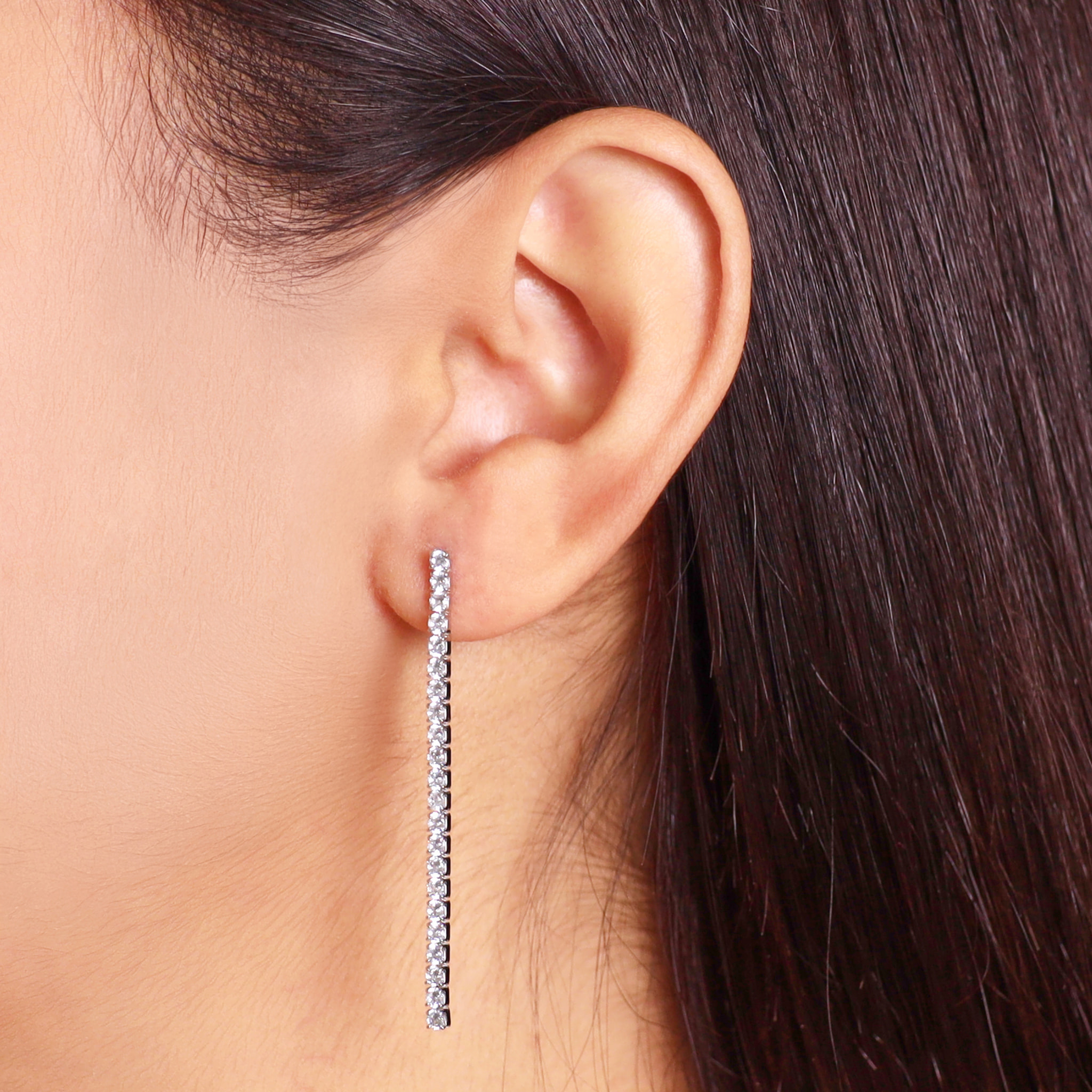 Orecchini Tennis con Cubic Zirconia Bianche