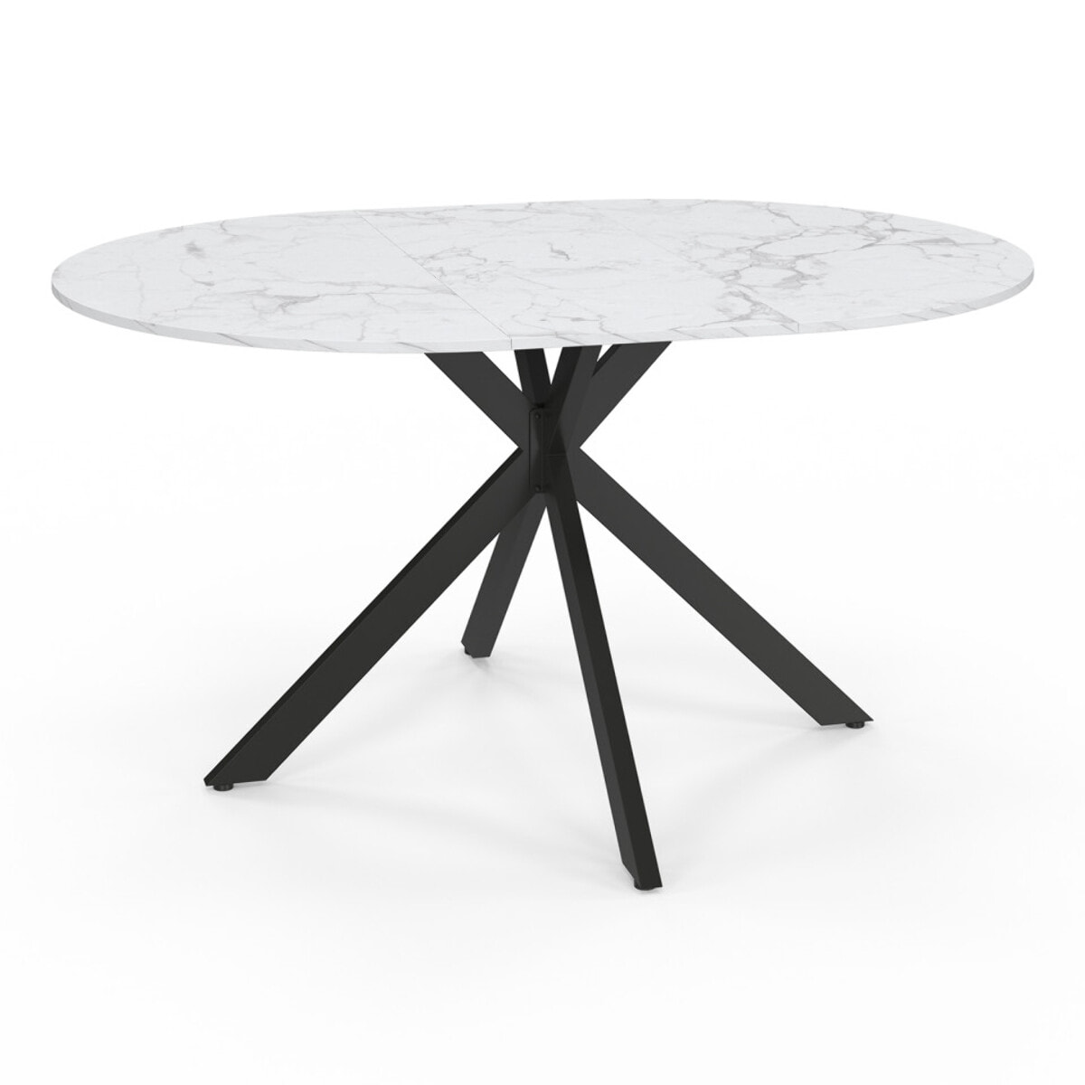 Table à manger ronde extensible Soline Ø110-150cm effet marbre