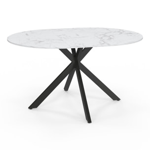 Table à manger ronde extensible Soline Ø110-150cm effet marbre