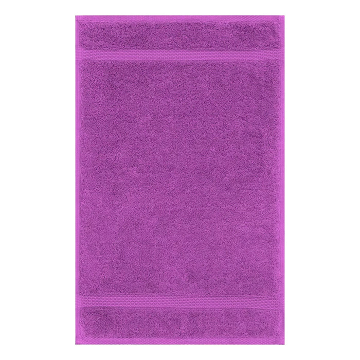 Serviette invites pur coton 550 g/m² uni violet Elea raisin
