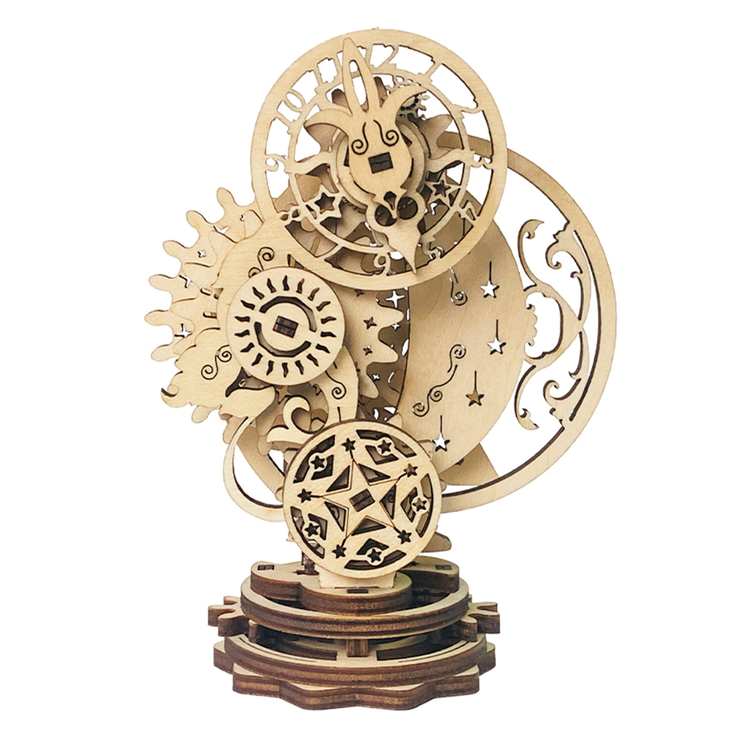 Modello in Legno 3D, design Orologio Meccanico Punk. 40 pezzi.