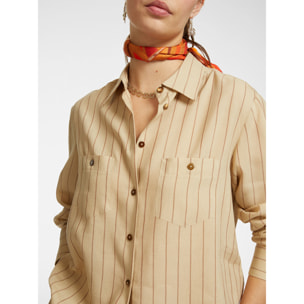 Elena Mirò - Camicia gessata con taschini - Beige