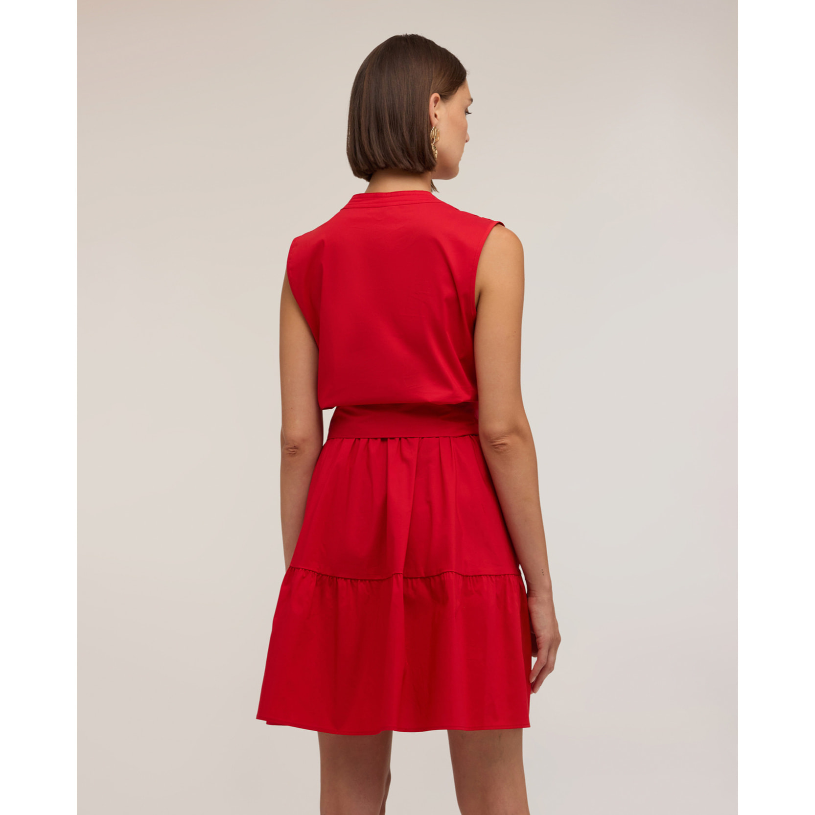 Motivi - Vestito a linea ad A in popeline con fiocco - Rosso