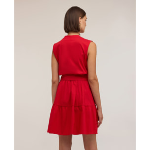 Motivi - Vestito a linea ad A in popeline con fiocco - Rosso