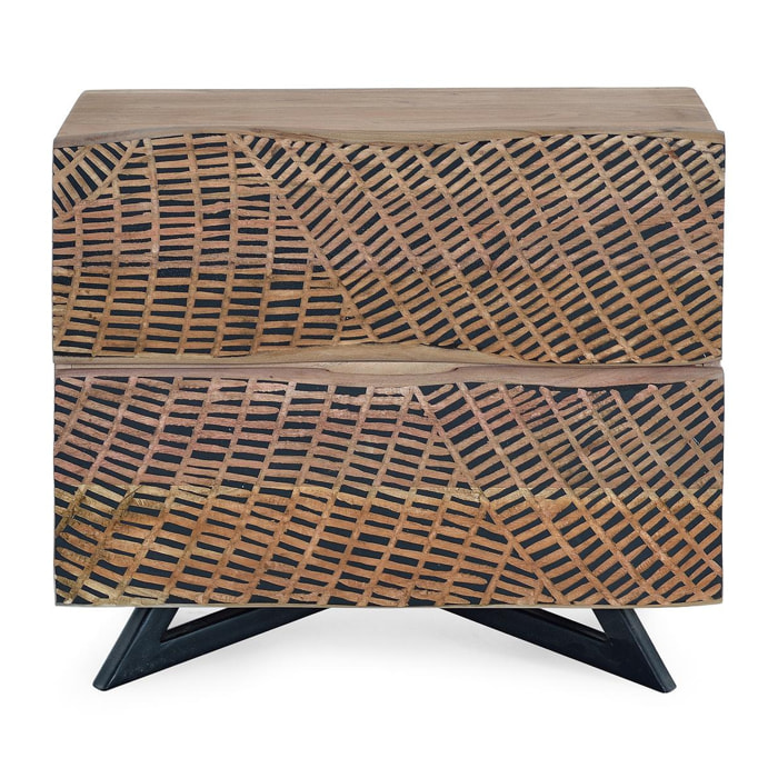 Mesitas de Noche de Madera de Acacia 57 Cm Estilo Rústico Moderno
