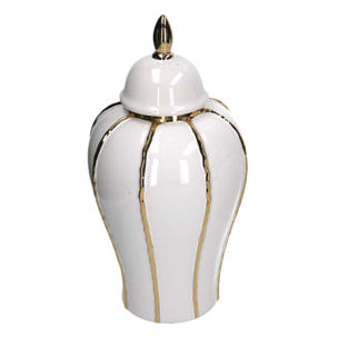 Vaso in ceramica con coperchio oro bianco cm ø21h41,5