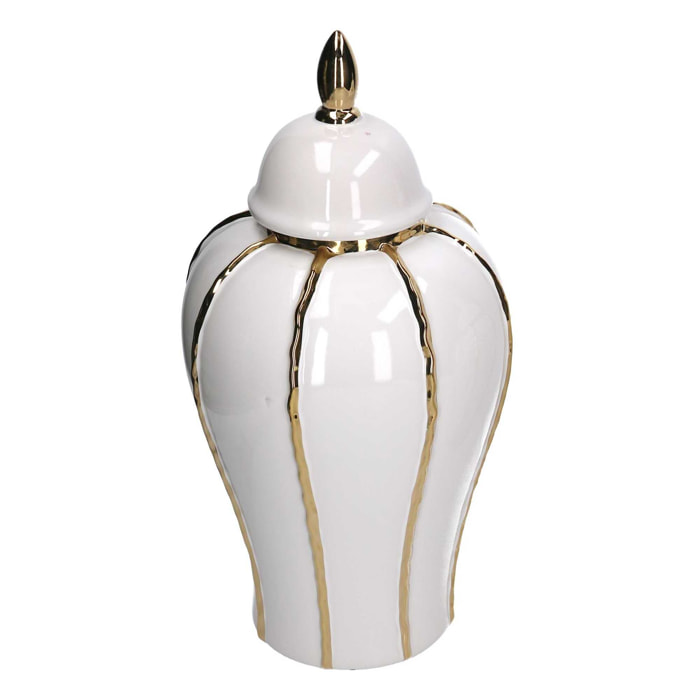 Vaso in ceramica con coperchio oro bianco cm ø21h41,5