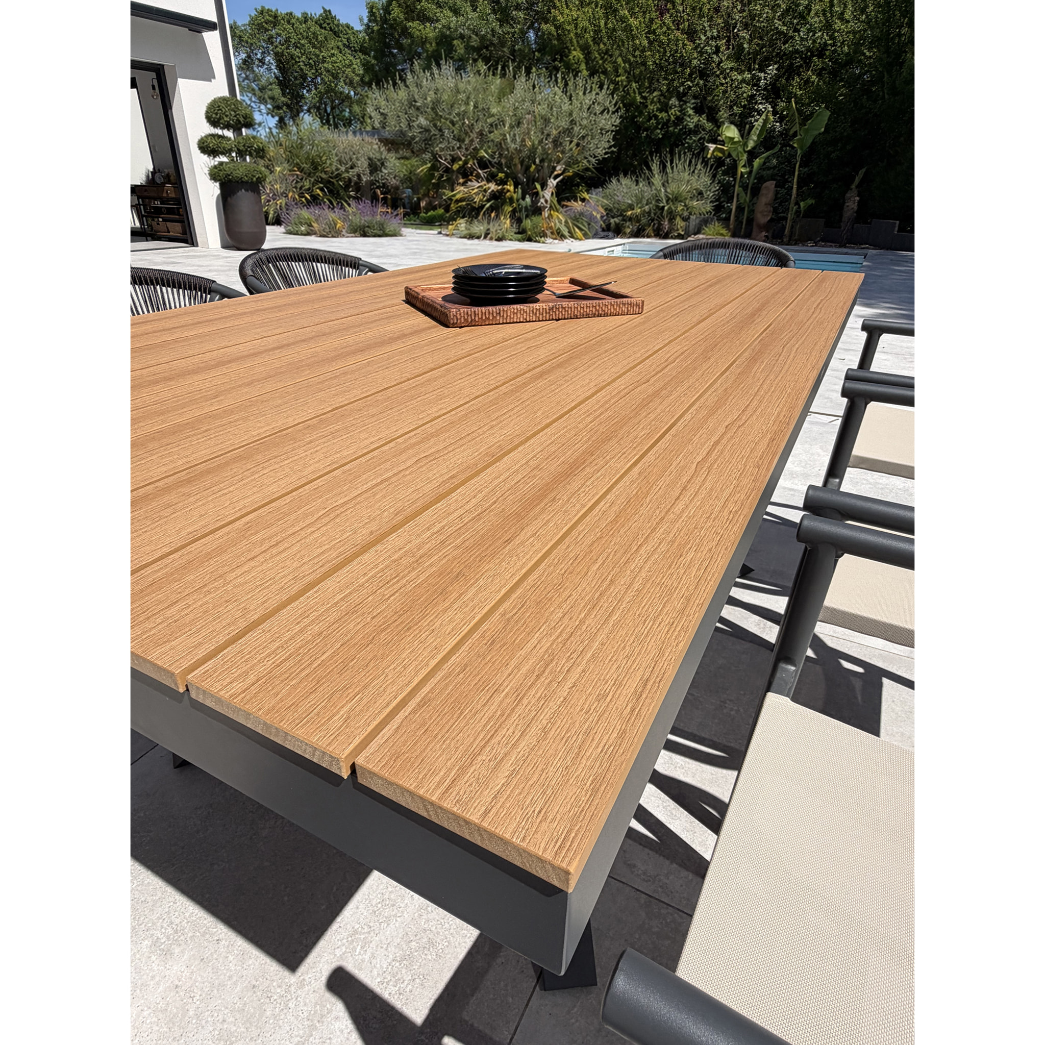 LAMU - Ensemble repas de jardin 8 places en alu - Gris anthracite