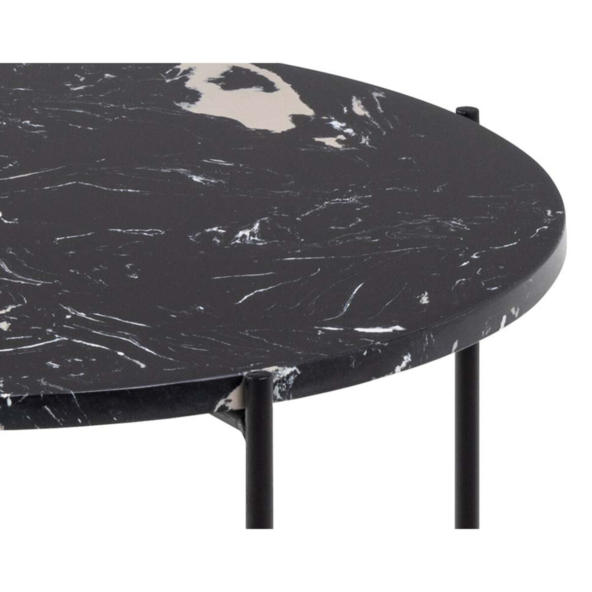 Ezaro - table basse - 52 cm - plateau en marbre - pieds en acier - Noir