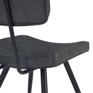 Lot de 2 chaises en cuir synthétique gris / noir - Texas