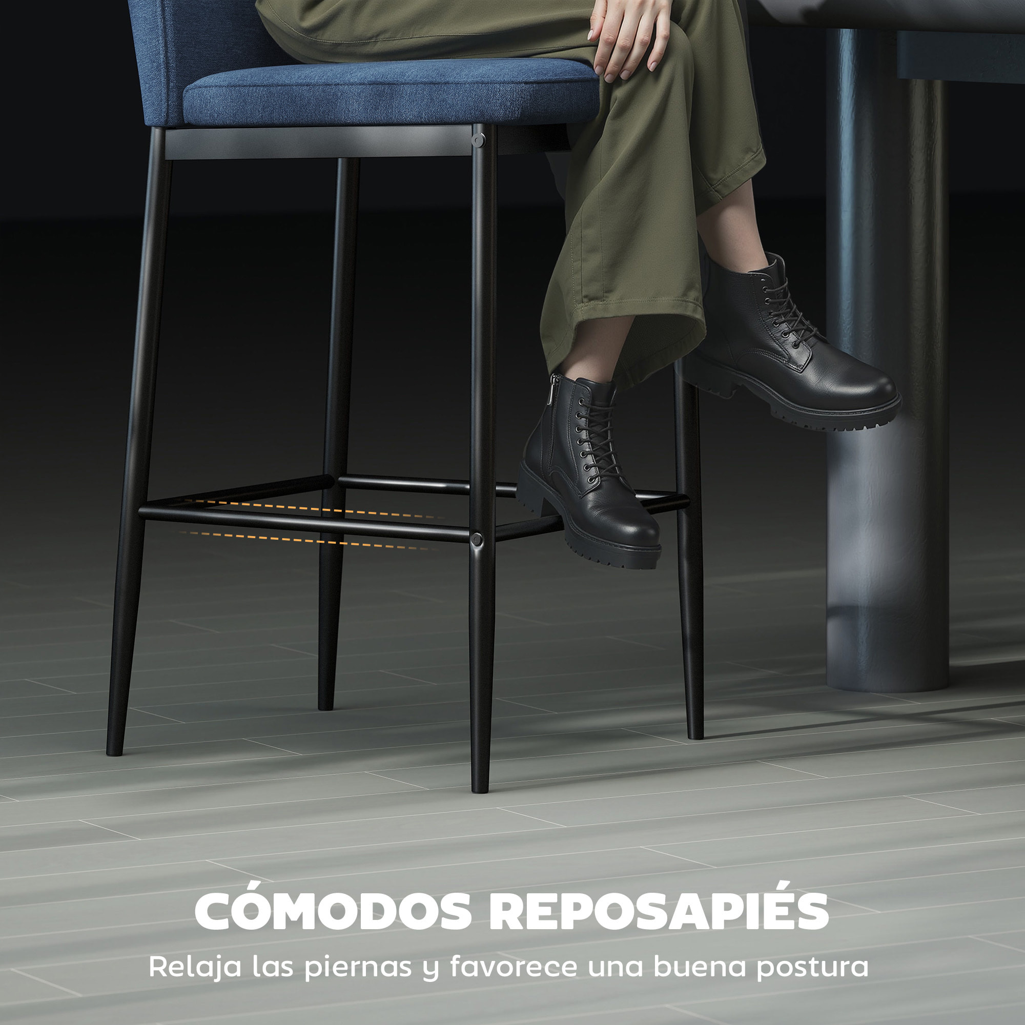 Juego de 2 Taburetes de Bar Taburetes Altos de Cocina con Respaldo y Reposapiés Tapizado en Terciopelo Marco de Acero Taburetes Altos Modernos para Comedor Mostrador Azul