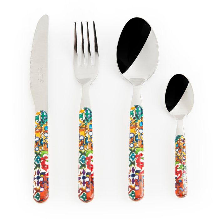 Set de 16 Couverts Excelsa Lisbona, acier inox, multicolores