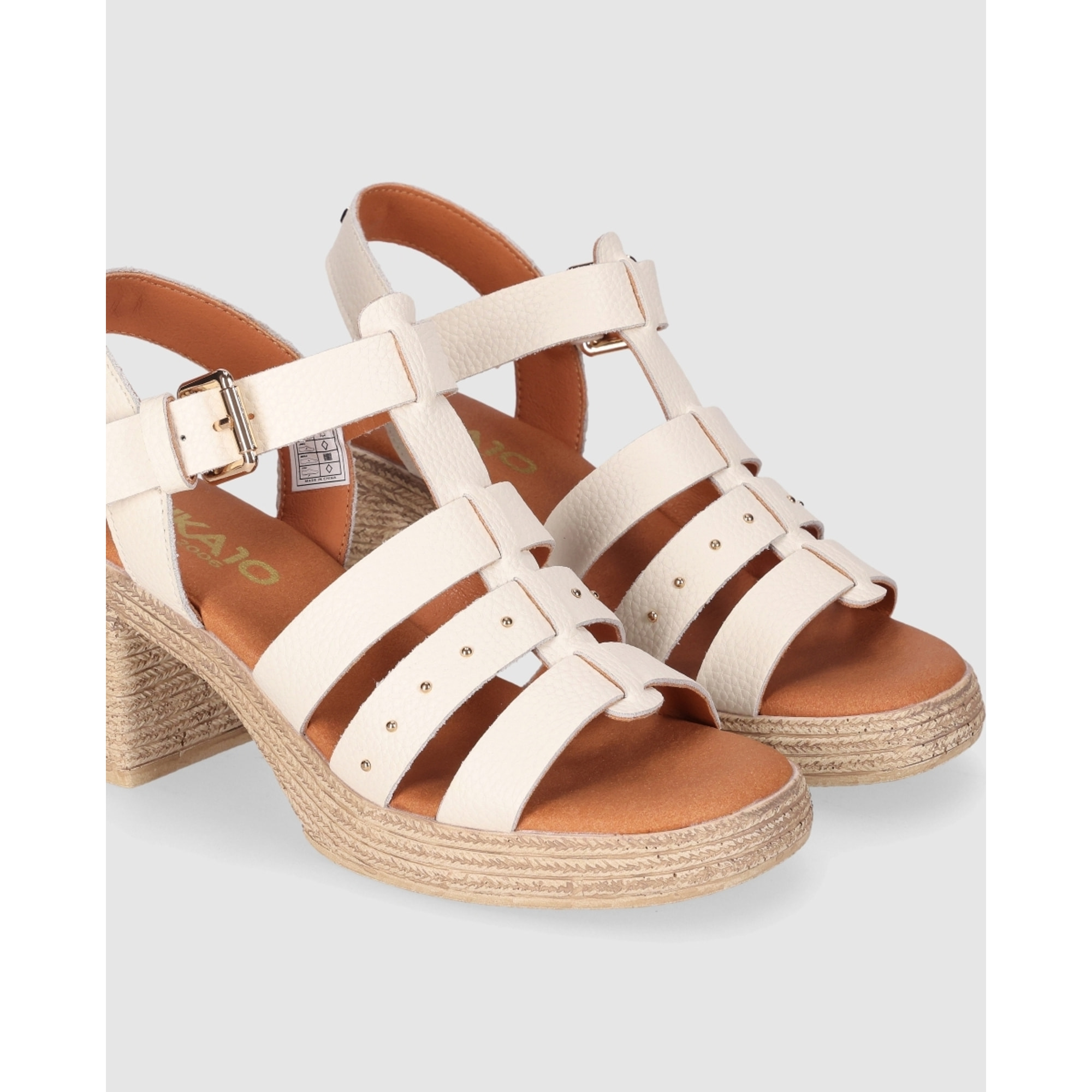 Sandalias de Piel - Blanco - Tacón: 7 cm