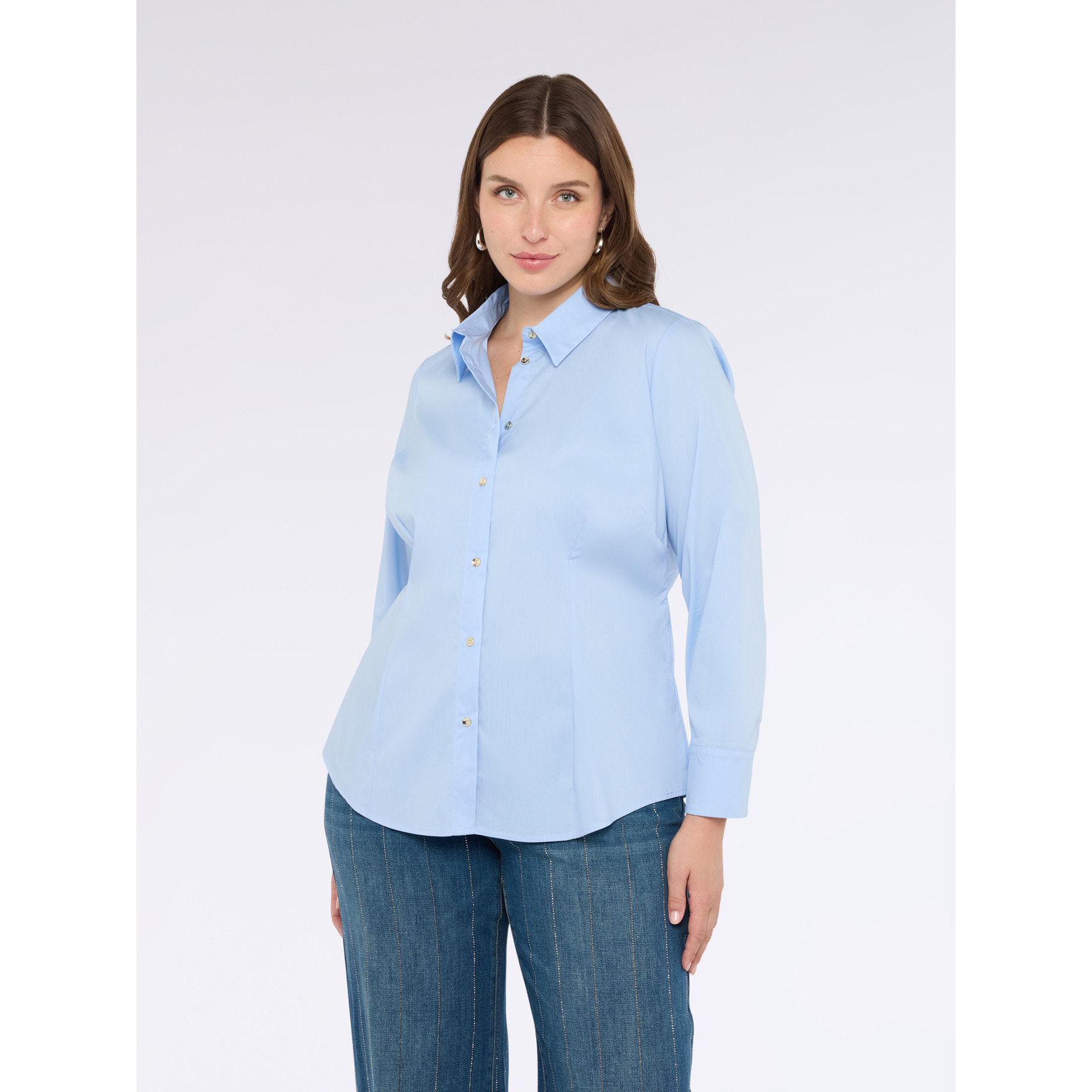 Fiorella Rubino - Camisa de algodón elástico - Light - blue