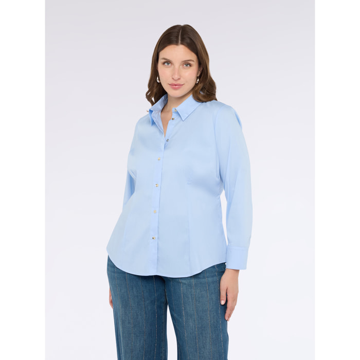 Fiorella Rubino - Camisa de algodón elástico - Light - blue