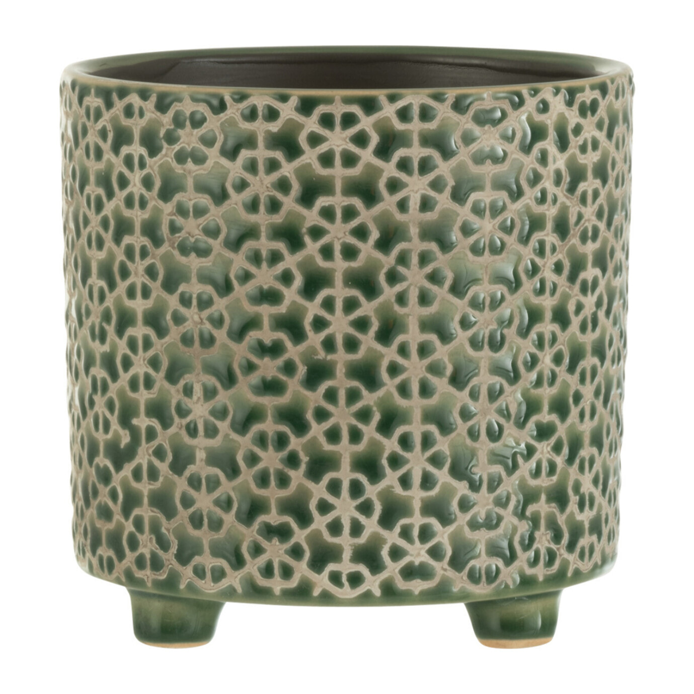 J-Line cache-pot Fleur - céramique - vert - medium - Ø 14 cm