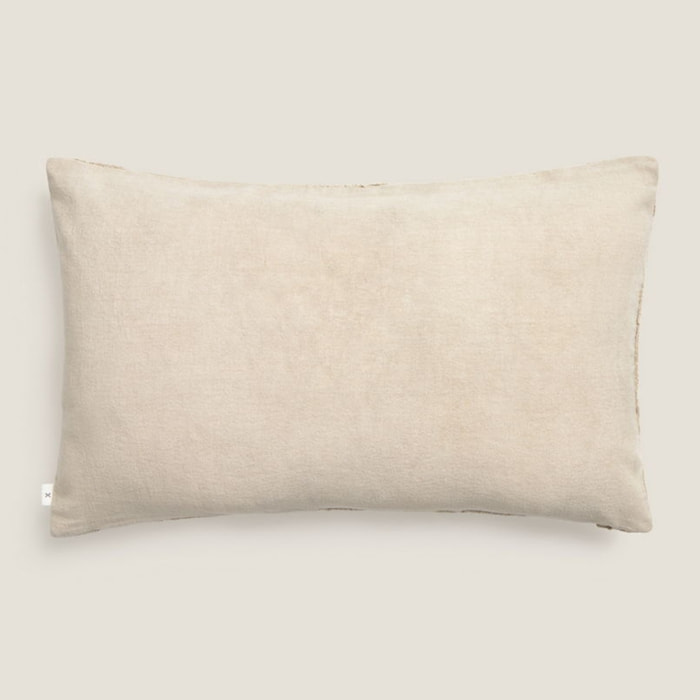 Funda de cojín algodón flores bordadas Crebo color marron beige Algodón