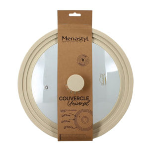 Couvercle multi-taille de 26 cm à 30 cm en verre trempé et silicone