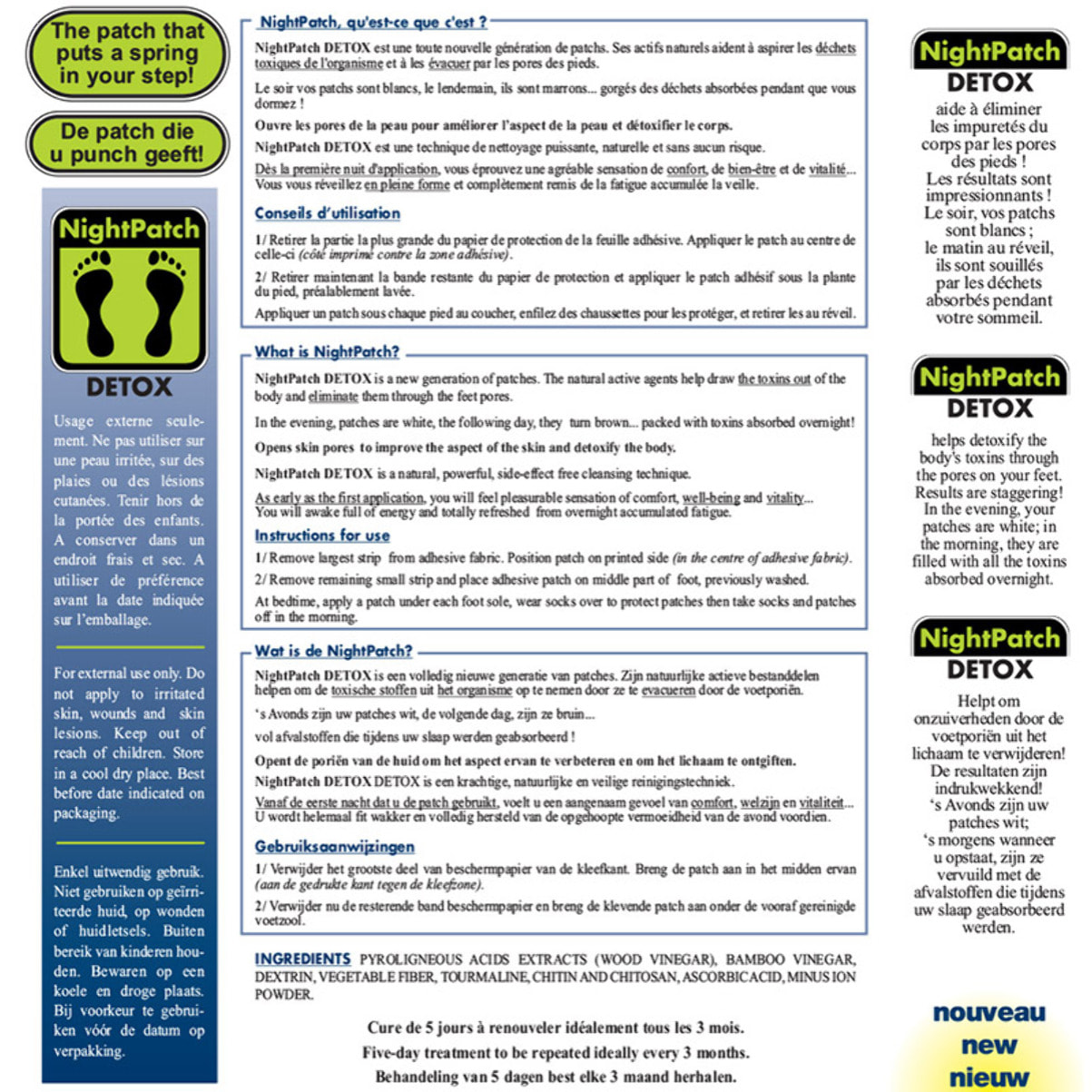 NUTRI EXPERT - Night Patch Detox - Aide à éliminer impuretés et toxines - 100% naturelle - Cure 5 jours - Boîte 10 patchs
