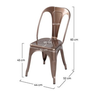 Lot de 2 chaises en métal cuivre - Indus