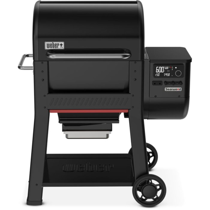 Barbecue pellet WEBER Searwood 600 black, sur chariot, surface de cuisson 61 x 45cm, thermostat digital