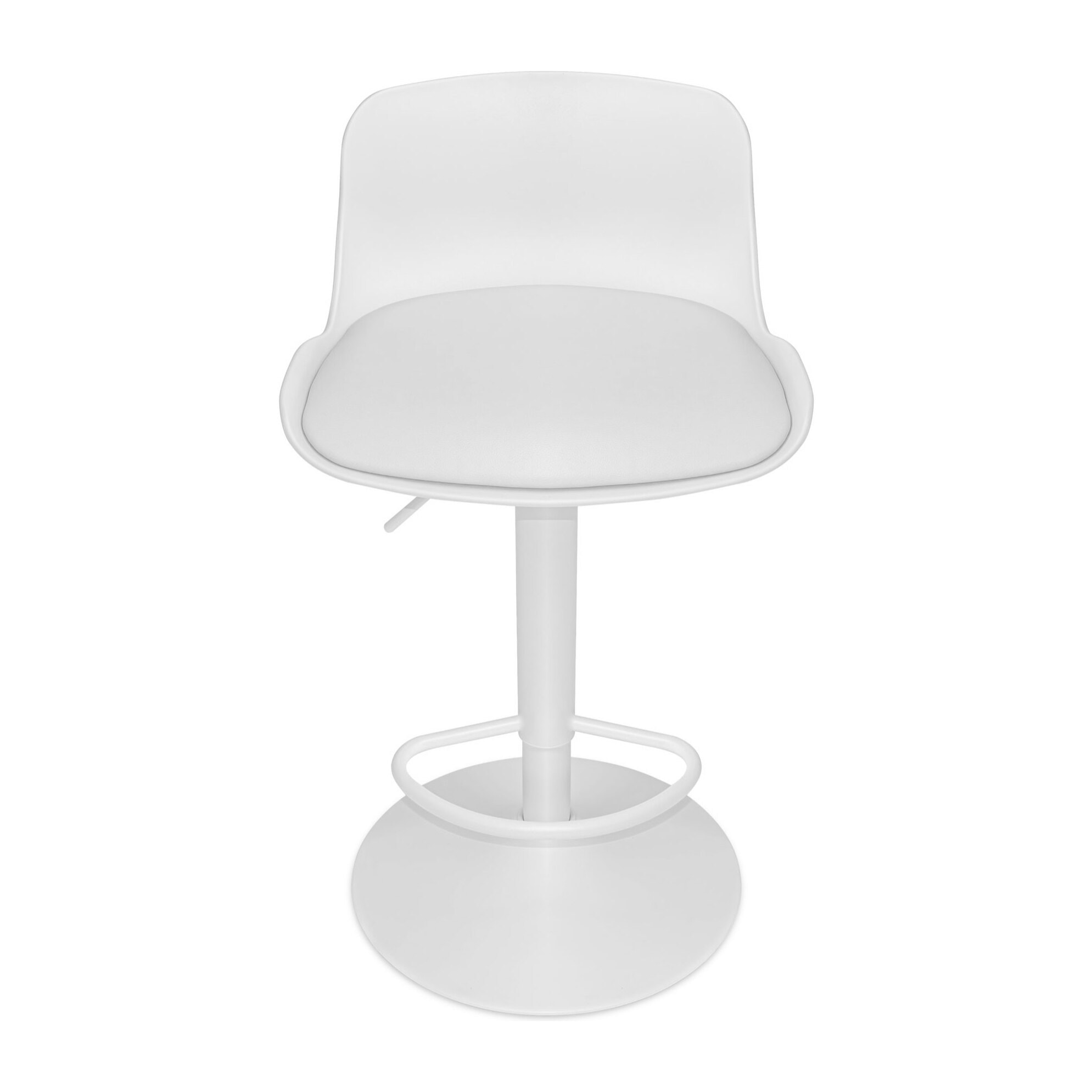 Amsterdam - Set 2 Sgabelli Bar 45x80x45 cm in Acciaio Verniciato Polietilene e Similpelle Imbottita Bianco