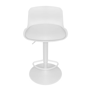 Amsterdam - Set 2 Sgabelli Bar 45x80x45 cm in Acciaio Verniciato Polietilene e Similpelle Imbottita Bianco