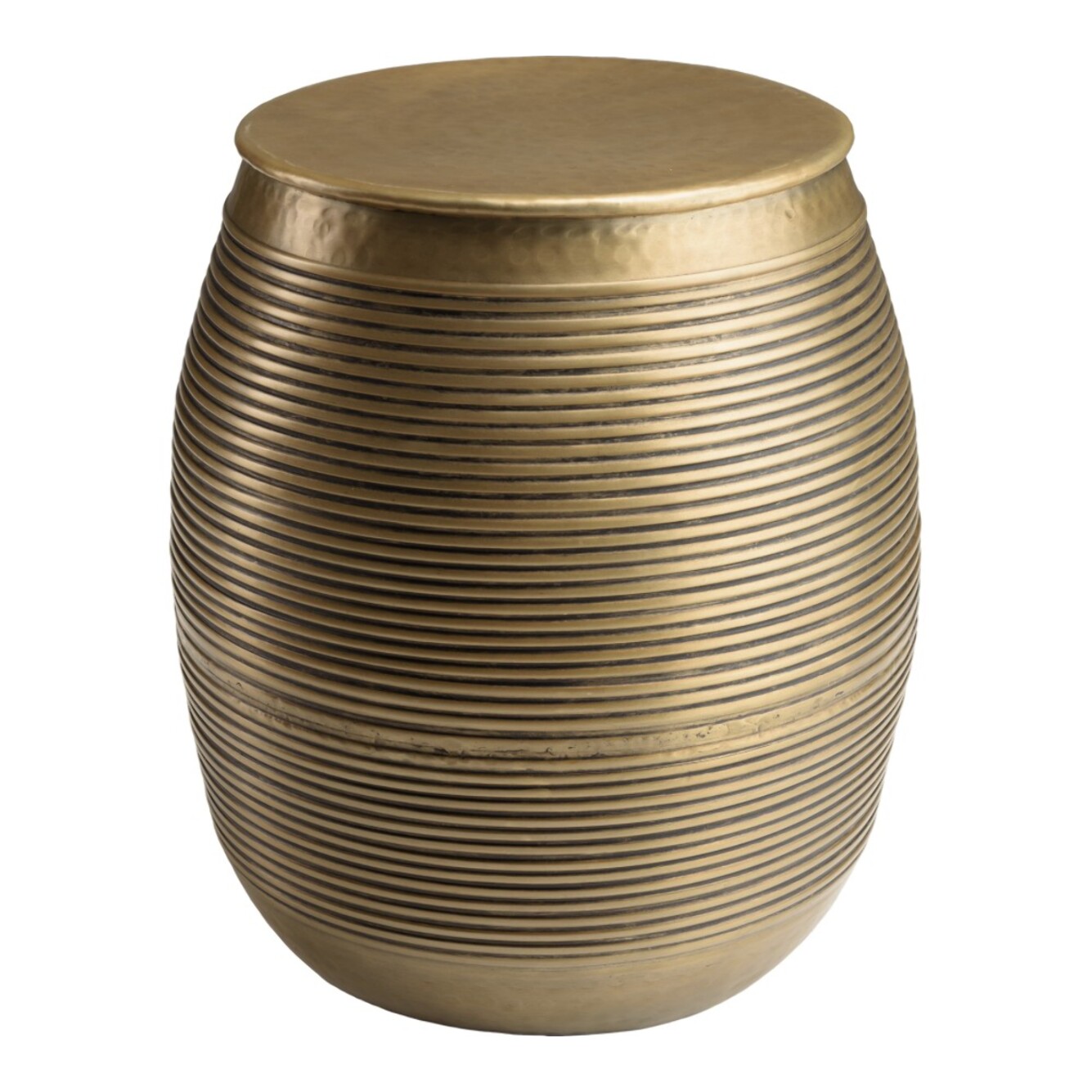 HONORE - Table d'appoint alu L40cm H45cm couleur laiton foncé strié