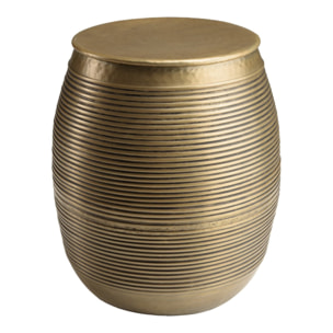HONORE - Table d'appoint alu L40cm H45cm couleur laiton foncé strié