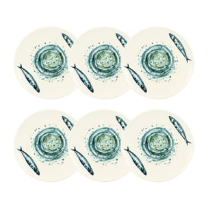 Lot de 6 assiettes à dessert 20cm SARDINE