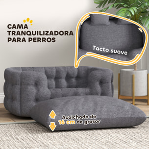 Cama para Perros Medianos Cama para Mascotas con 2 Almohadas Colchón para Perros con Base Antideslizante Funda Extraíble y Lavable 90x60x35 cm Gris