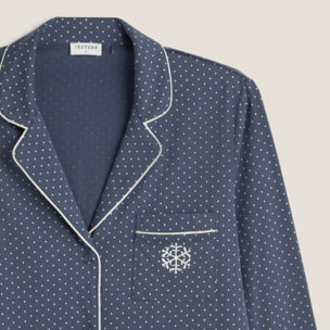 Camisa de algodón punto topos Mimit color azul oscuro 100% Algodón