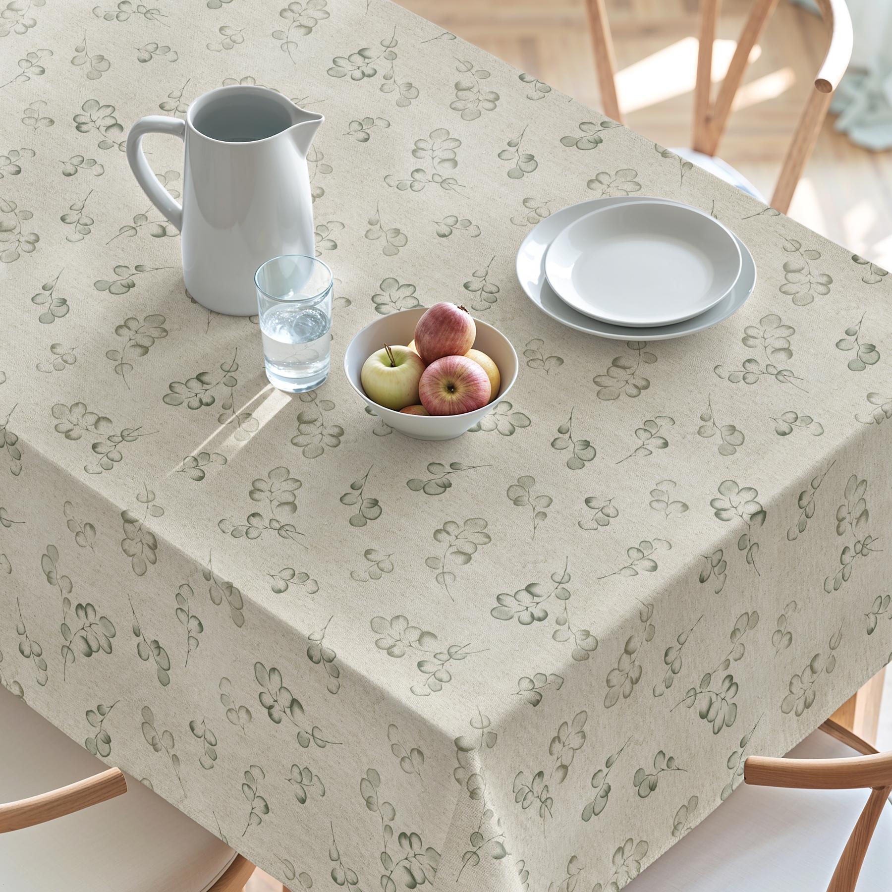 Nappe imprimée anti-tâches EUCALIPTO VERT