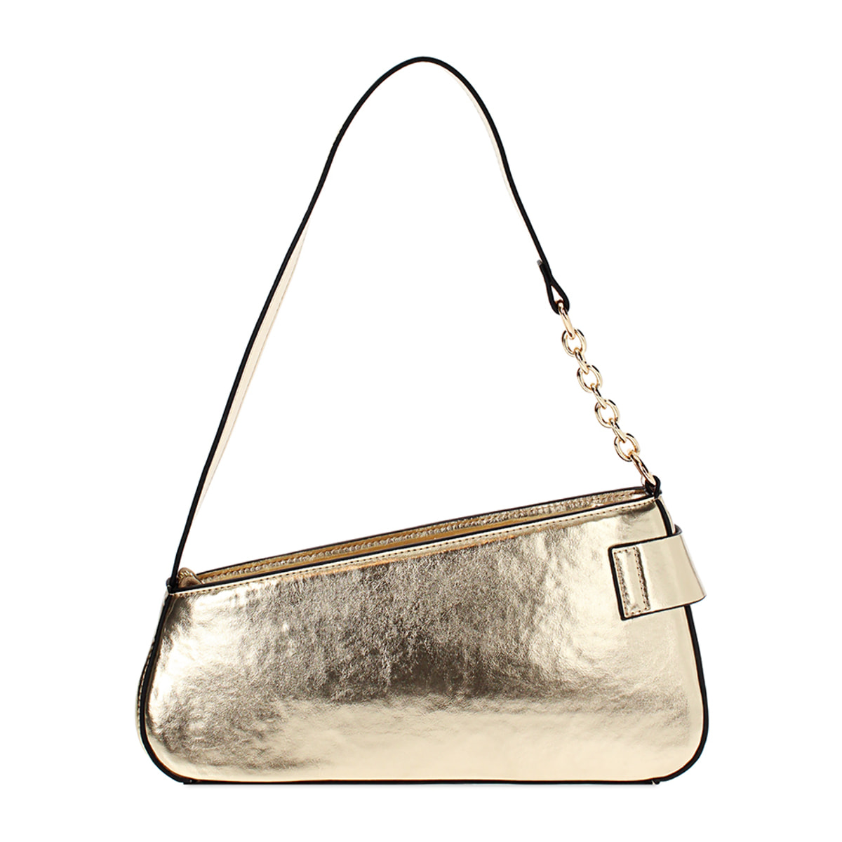 Mini bag donna oro in laminato con fibbia