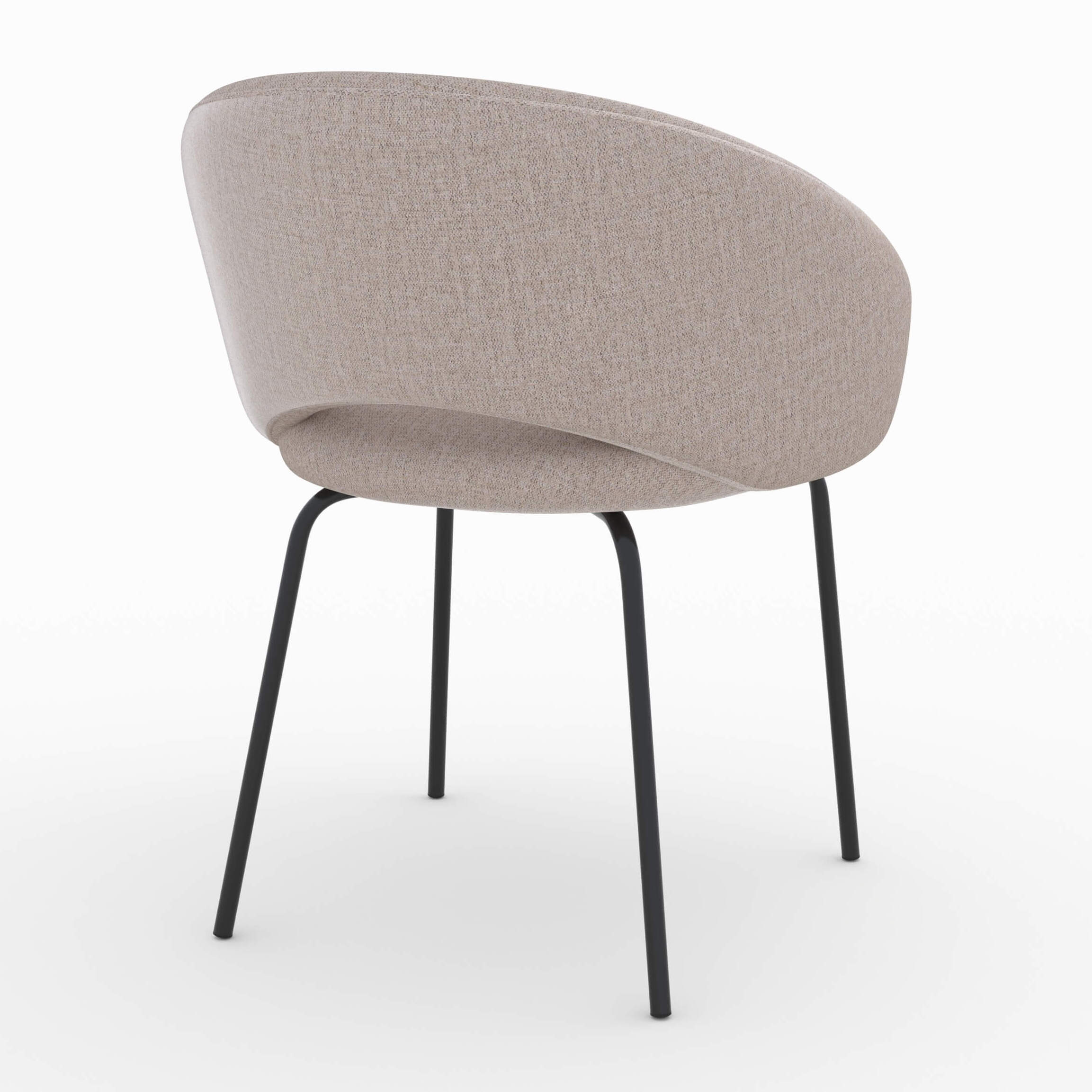 Chaise en tissu beige chiné et pieds noirs - Milly