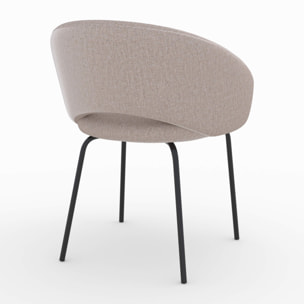 Chaise en tissu beige chiné et pieds noirs - Milly